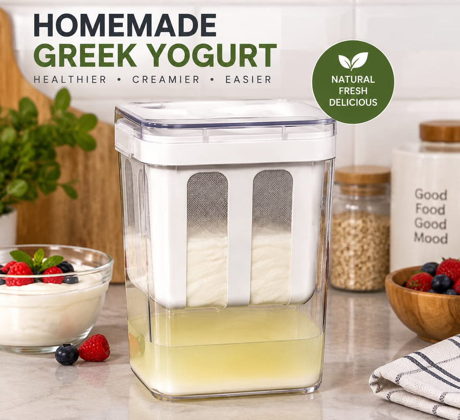Greek Yogurt Maker | Yogurt Strainer Container for Fresh Homemade Protein-Rich Yogurt